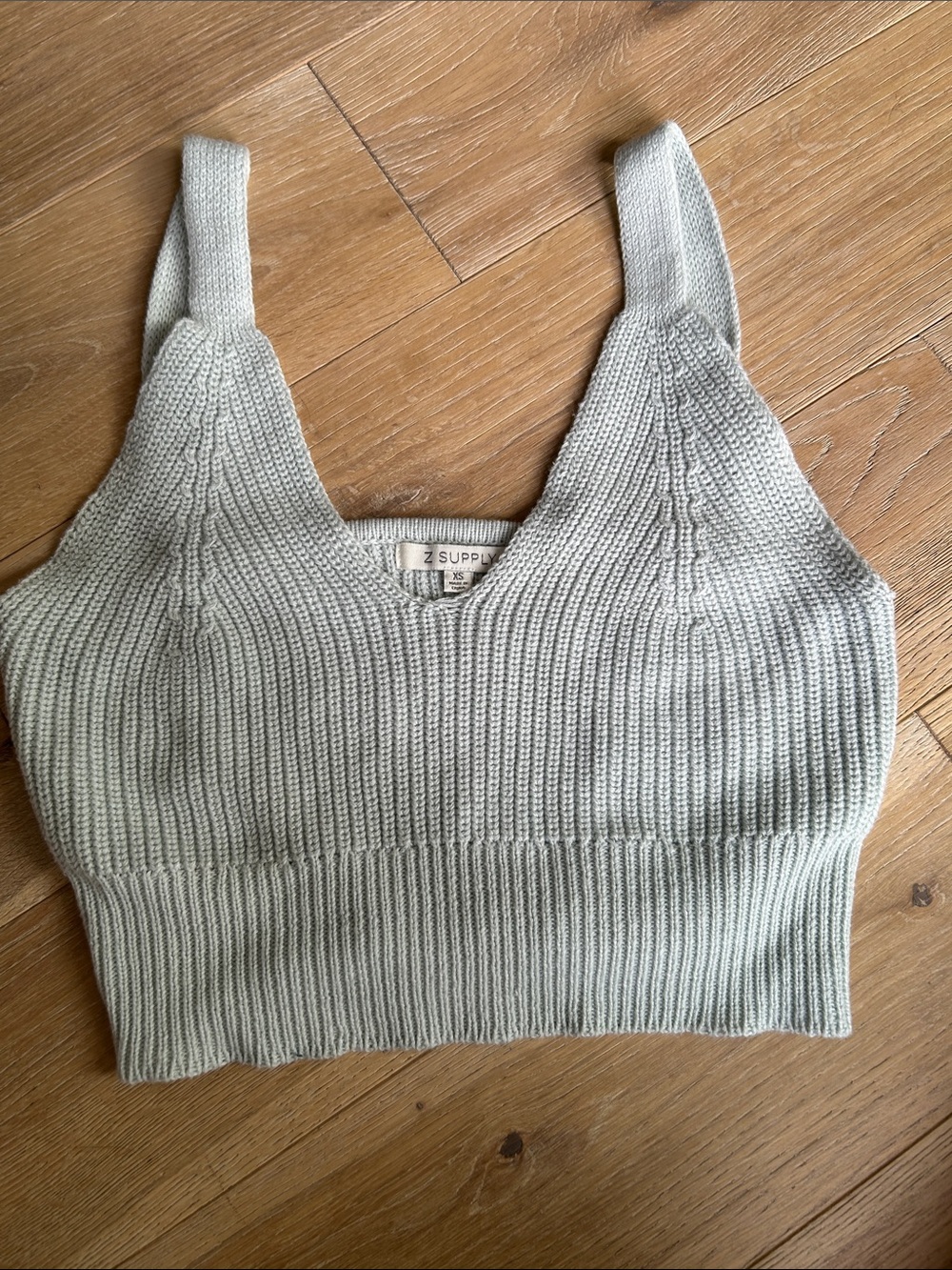 Z Supply Light Sage Ribbed Knit Cropped Tank